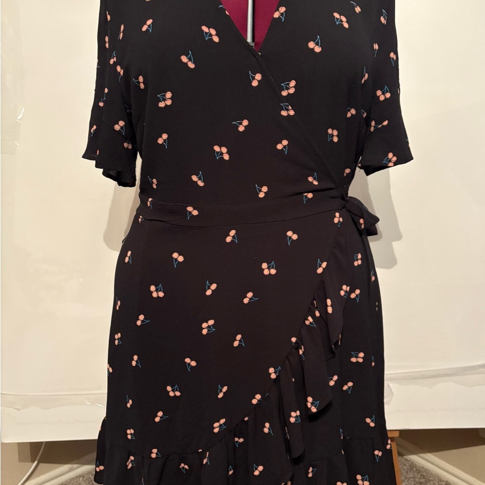 Xhilaration Black Dress with Cherry Print